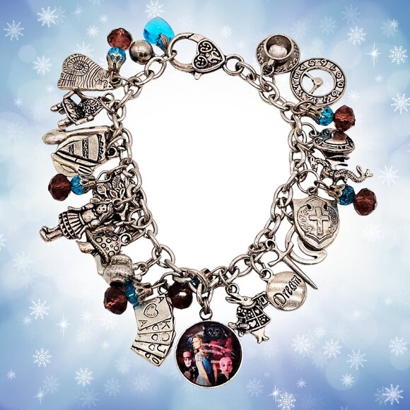 Alice in Wonderland Inspired Charm Bracelet – Silver Tone – Magical, Storybook - Picture 3 of 10